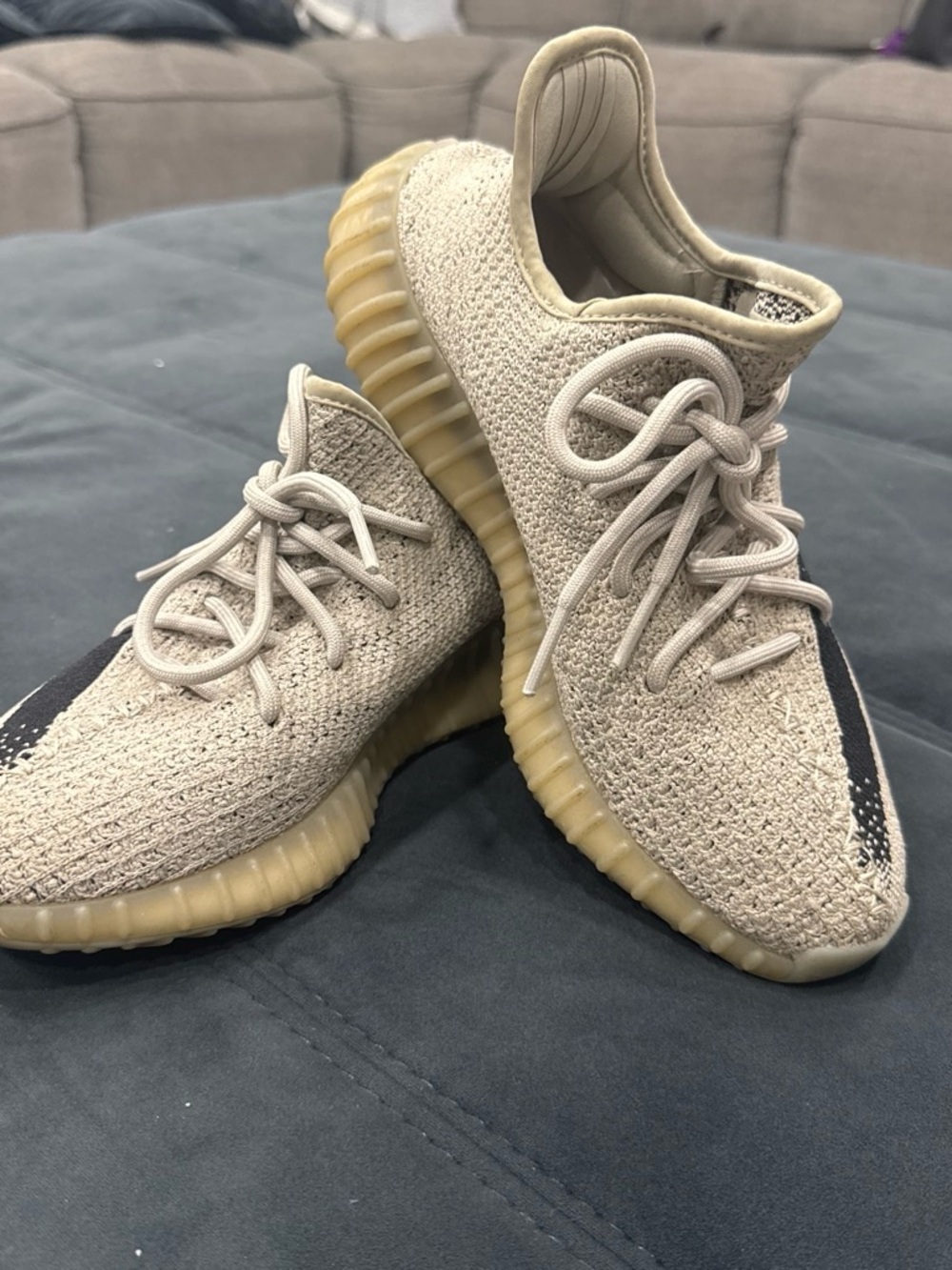 Yeezy Boost 350 V2 Beige Knit Sneakers with Gum Sole